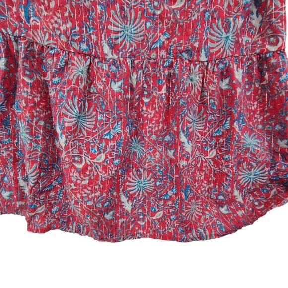 Lucky Brand Womens Pink Cold Shoulder Printed Short Sleeve V Neck Top Size S - Picture 4 of 9
